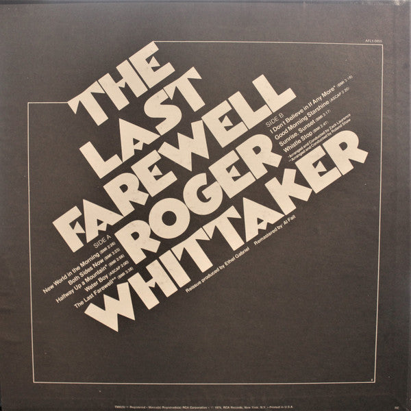 Roger Whittaker : "The Last Farewell" And Other Hits (LP, RE, RM)