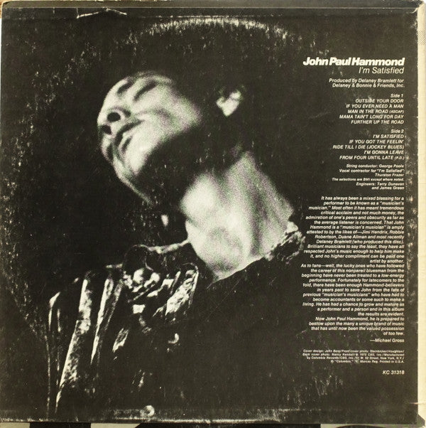 John Paul Hammond : I'm Satisfied (LP, Album)