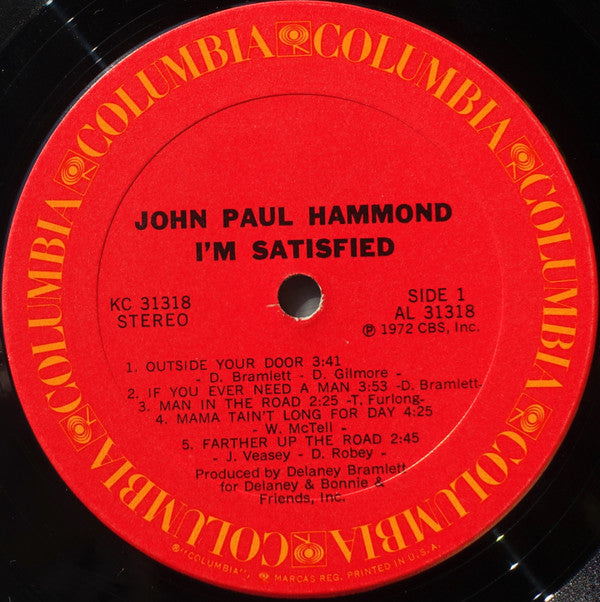 John Paul Hammond : I'm Satisfied (LP, Album)