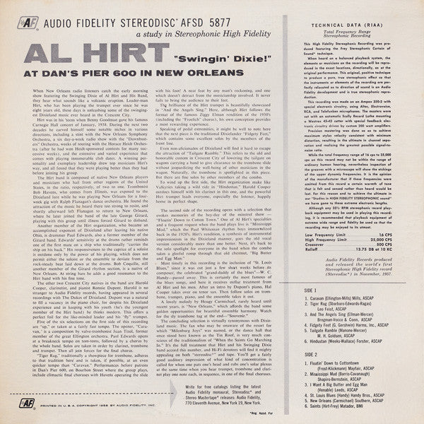 Al Hirt : Swingin' Dixie! (At Dan's Pier 600 In New Orleans) (LP, Album)
