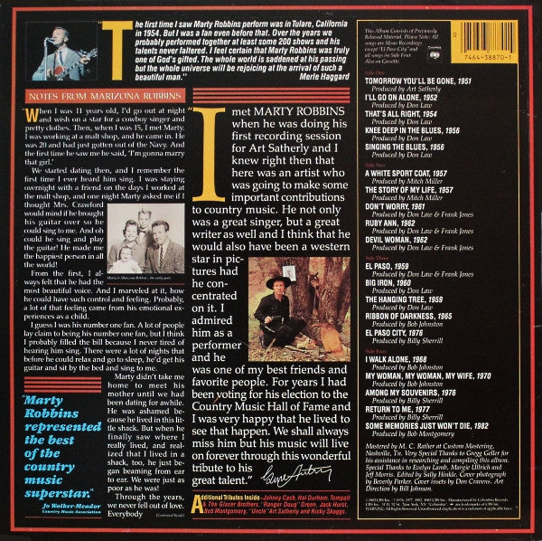 Marty Robbins : A Lifetime Of Song 1951-1982 (2xLP, Comp, Mono, Gat)