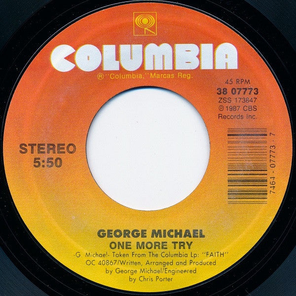 George Michael : One More Try (7", Single, Styrene, Car)