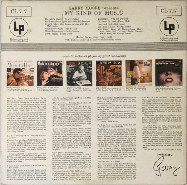 Garry Moore : My Kind Of Music (LP, Album, Mono)