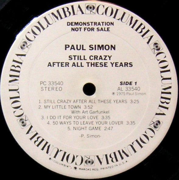 Paul Simon : Still Crazy After All These Years (LP, Album, Promo)