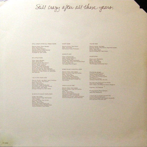 Paul Simon : Still Crazy After All These Years (LP, Album, Promo)