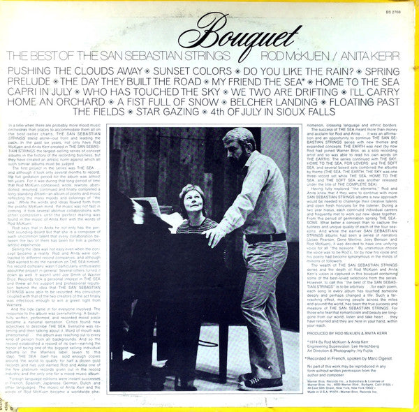 The San Sebastian Strings Words Written By Rod McKuen Music Composed By Anita Kerr : Bouquet - The Best Of The San Sebastian Strings (LP, Comp)