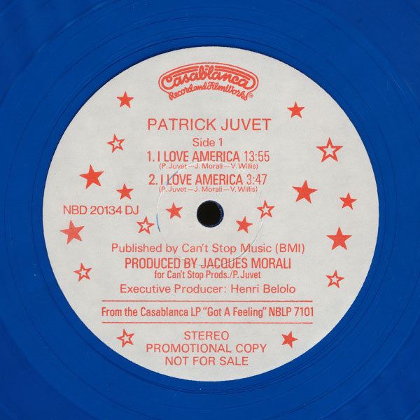 Patrick Juvet : I Love America (12", S/Sided, Single, Promo, Blu)