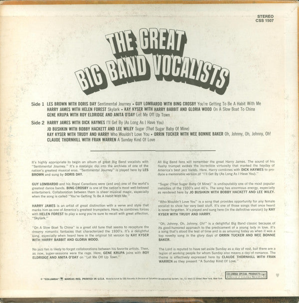 Various : The Great Big Band Vocalists (LP, Comp)