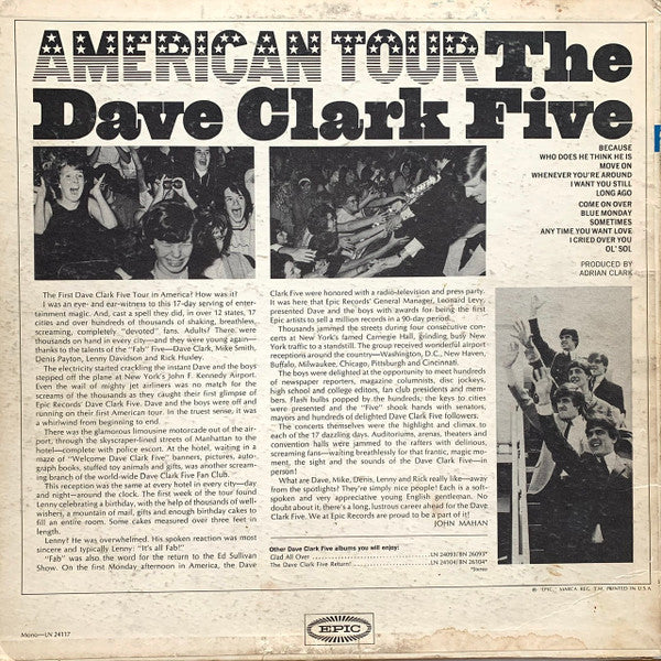 The Dave Clark Five : American Tour, Volume 1 (LP, Album)