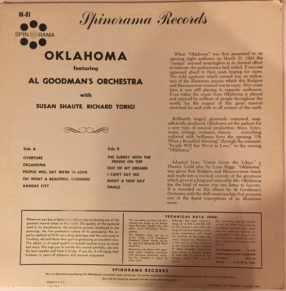 Al Goodman And His Orchestra : Oklahoma (LP, Album)