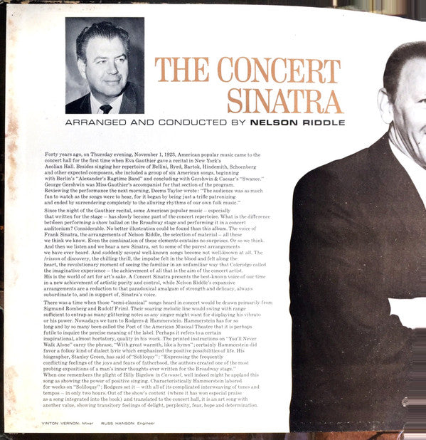 Frank Sinatra : The Concert Sinatra (LP, Album, Gat)