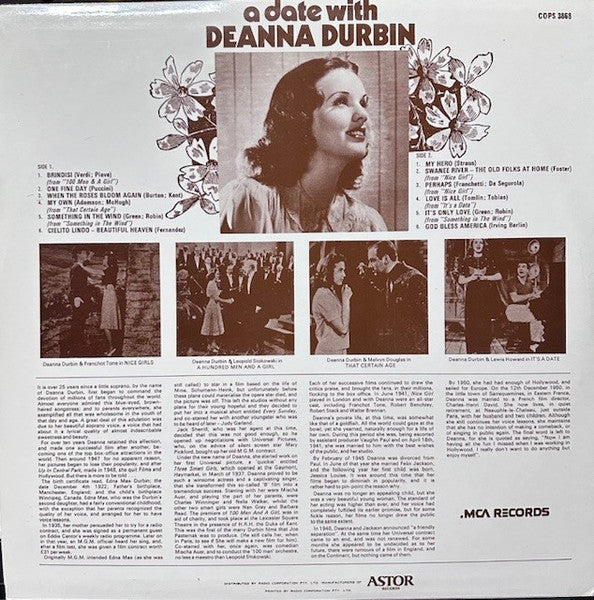 Deanna Durbin : A Date With Deanna Durbin (LP, Album, RE)