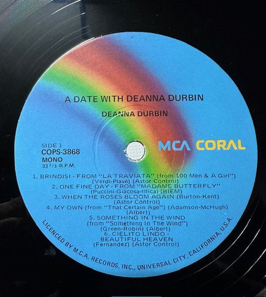 Deanna Durbin : A Date With Deanna Durbin (LP, Album, RE)