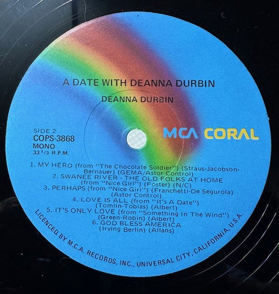 Deanna Durbin : A Date With Deanna Durbin (LP, Album, RE)