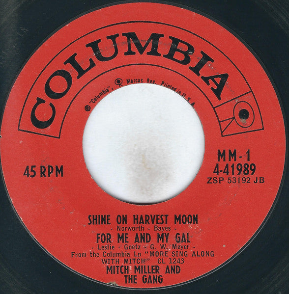 Mitch Miller And The Gang : Shine On Harvest Moon (7", EP)