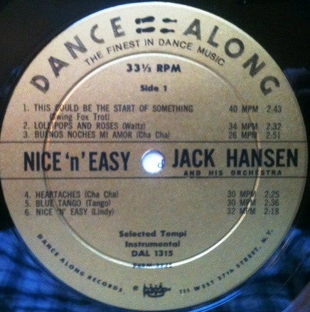 Jack Hansen And His Orchestra : Dance Along Nice 'N Easy (LP)