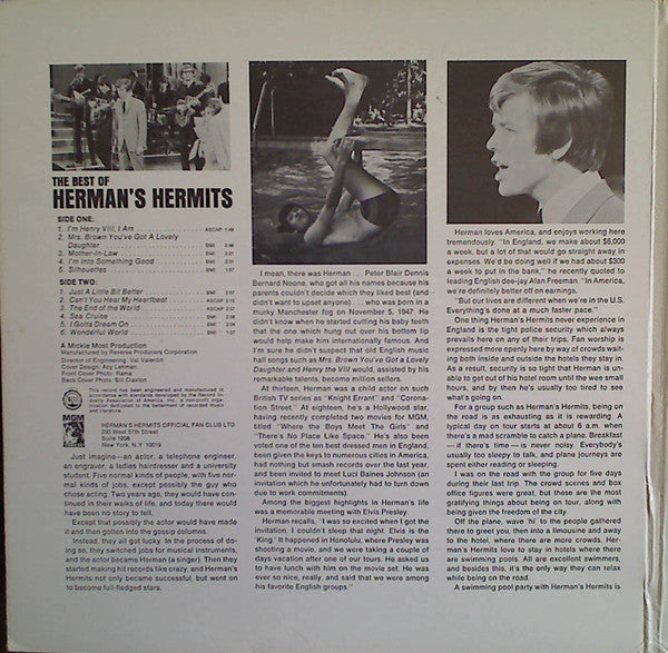 Herman's Hermits : The Best Of Herman's Hermits (LP, Comp, Mono, Club, Gat)