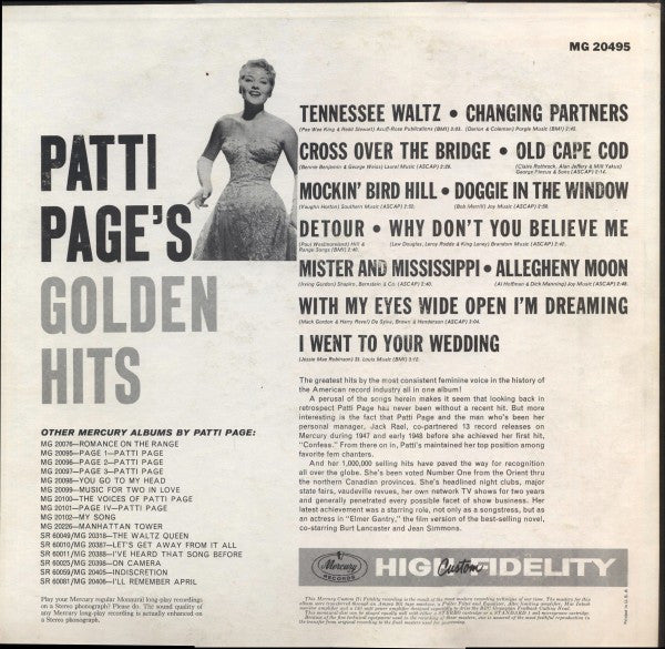 Patti Page : Golden Hits (LP, Comp, Mono)