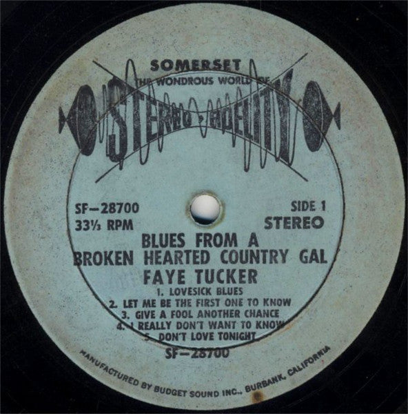 Faye Tucker : Blues From A Broken Hearted Country Gal (LP, Album)