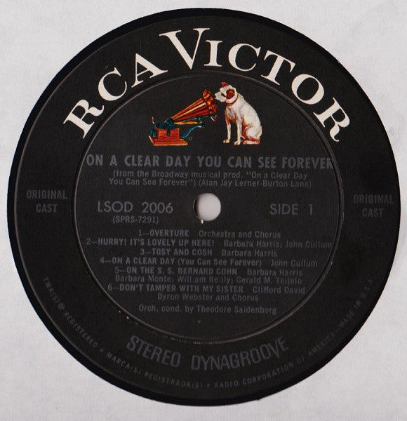 Barbara Harris (2) And John Cullum : On A Clear Day You Can See Forever (Original Broadway Cast Recording) (LP, Album, Ind)