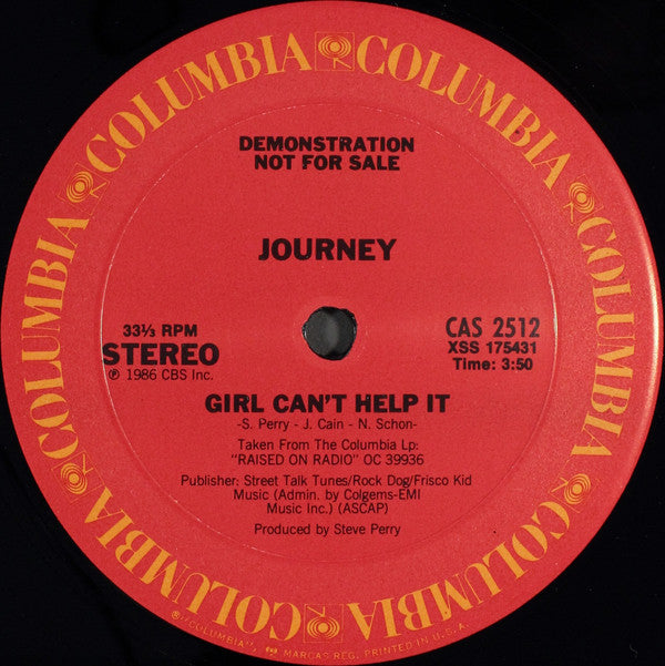 Journey : Girl Can't Help It (12", Ltd, Promo)