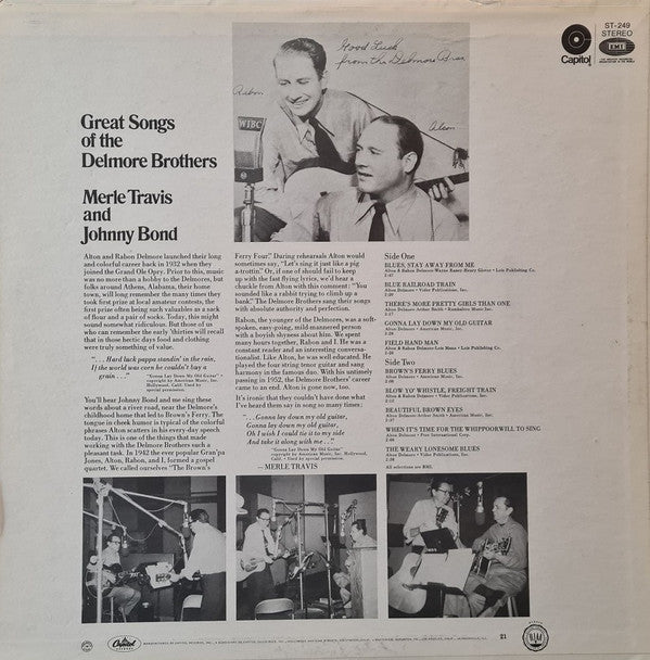 Merle Travis, Johnny Bond : Great Songs Of The Delmore Brothers (LP)