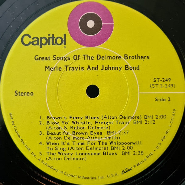 Merle Travis, Johnny Bond : Great Songs Of The Delmore Brothers (LP)