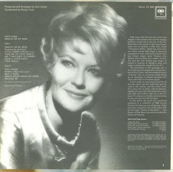 Patti Page : Gentle On My Mind (LP, Album, Ter)