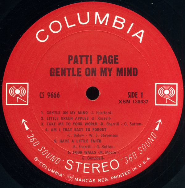 Patti Page : Gentle On My Mind (LP, Album, Ter)