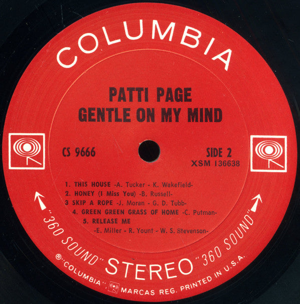 Patti Page : Gentle On My Mind (LP, Album, Ter)