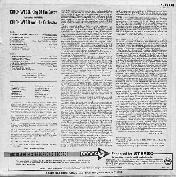 Chick Webb : King Of The Savoy Vol 2 1937-1939 (LP, Comp, Rec)