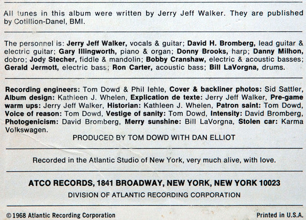 Jerry Jeff Walker : Mr. Bojangles (LP, Album, Promo, CT )