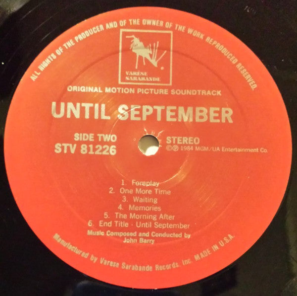 John Barry : Until September (Original Motion Picture Soundtrack) (LP, Album)