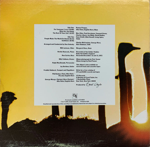 Milt Jackson : Sunflower (LP, Album, Promo, RE)