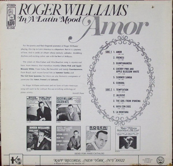 Roger Williams (2) : In A Latin Mood: Amor (LP)