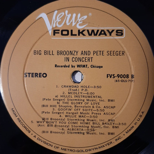 Big Bill Broonzy And Pete Seeger : Big Bill Broonzy And Pete Seeger In Concert I (LP, Album)