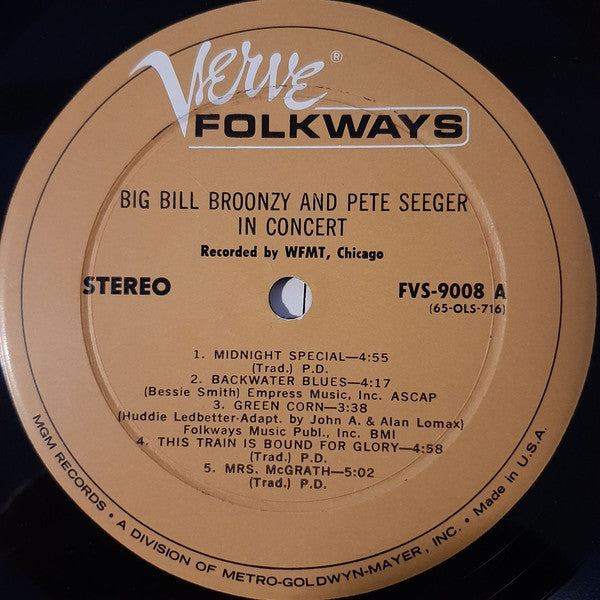 Big Bill Broonzy And Pete Seeger : Big Bill Broonzy And Pete Seeger In Concert I (LP, Album)