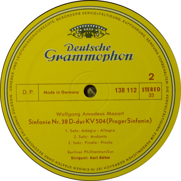 Mozart* · Karl Böhm · Berliner Philharmoniker : Symphonien Nr. 35 »Haffner« · Nr. 32 G-Dur (In G Major) · Nr. 38 »Prager« (LP)