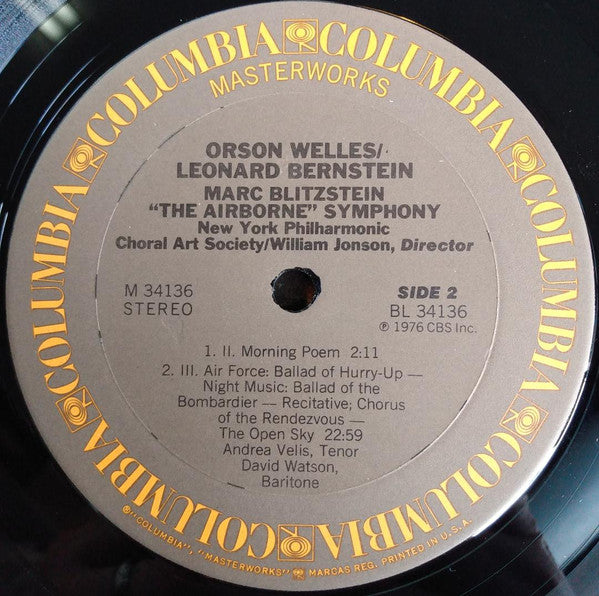 Marc Blitzstein - Orson Welles · Leonard Bernstein, New York Philharmonic, Choral Art Society* : The Airborne Symphony (LP)