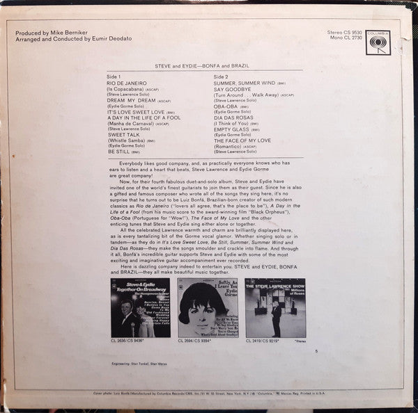 Steve & Eydie, Bonfá* : Steve & Eydie, Bonfá & Brazil (LP, Album)