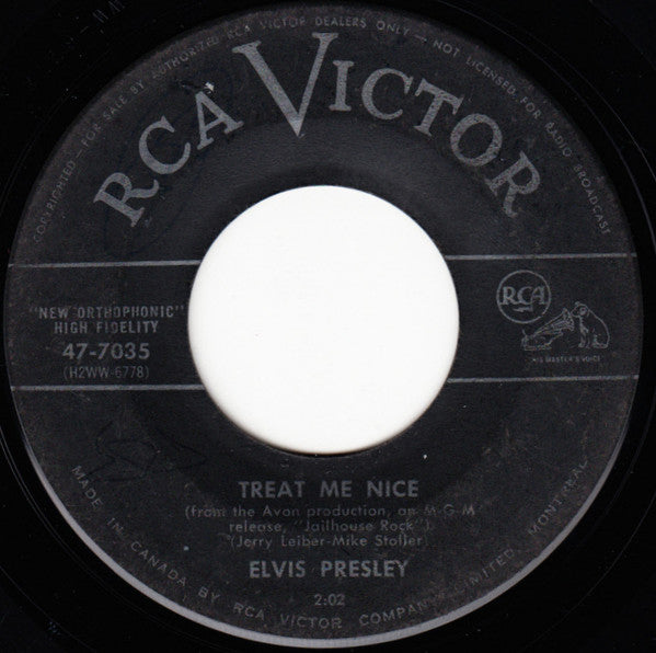 Elvis Presley : Jailhouse Rock / Treat Me Nice (7", Single)