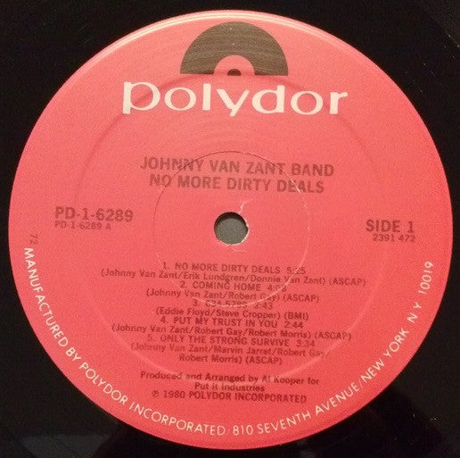 The Johnny Van Zant Band* : No More Dirty Deals (LP, Album, Ric)