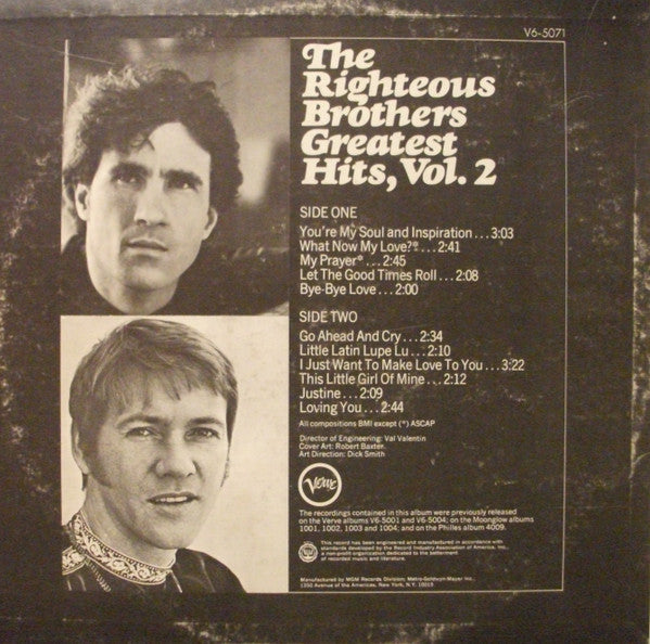 The Righteous Brothers : The Righteous Brothers Greatest Hits, Vol. 2 (LP, Comp, MGM)