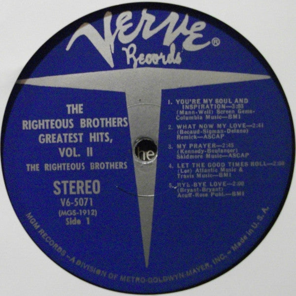 The Righteous Brothers : The Righteous Brothers Greatest Hits, Vol. 2 (LP, Comp, MGM)