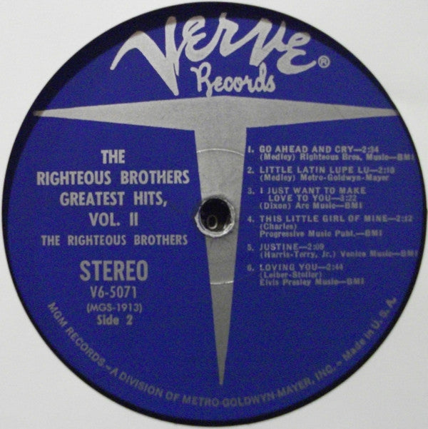 The Righteous Brothers : The Righteous Brothers Greatest Hits, Vol. 2 (LP, Comp, MGM)