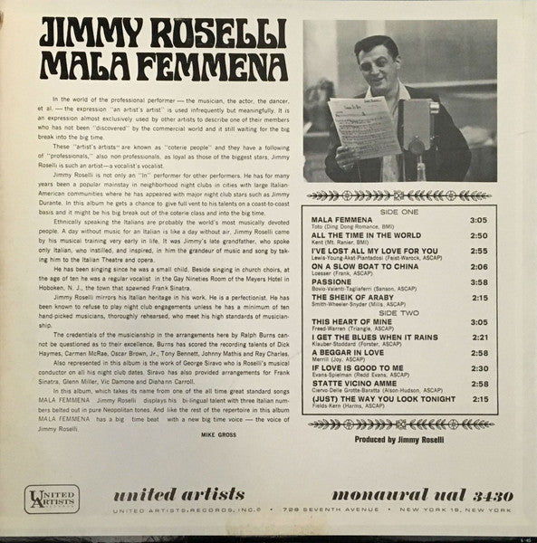 Jimmy Roselli : Mala Femmena (LP)