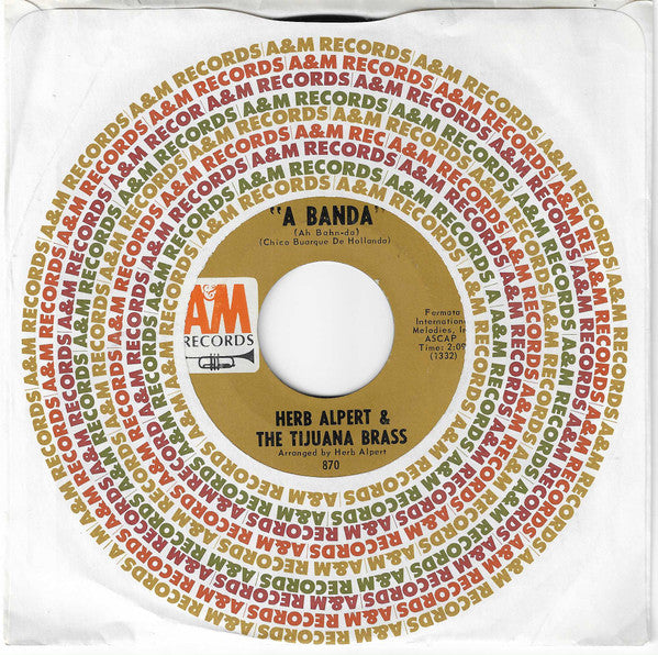 Herb Alpert & The Tijuana Brass : A Banda / Miss Frenchy Brown (7", Single, Styrene, Ter)