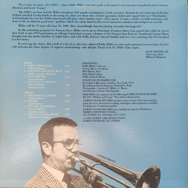 Eddie Miller's New Yorkers With George Masso And Duffy Jackson : It's Miller Time (LP)