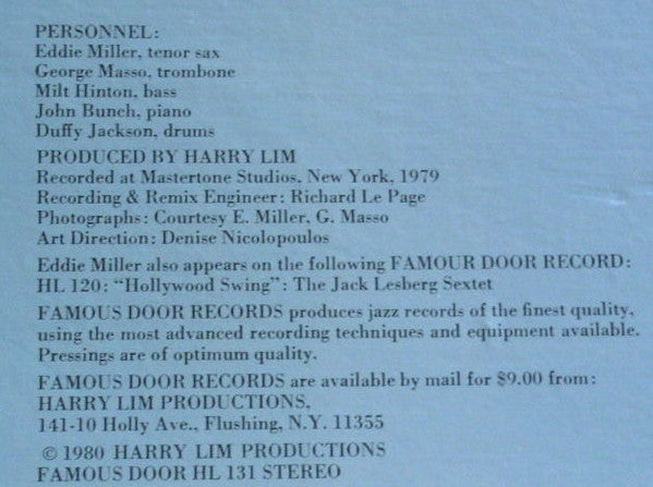 Eddie Miller's New Yorkers With George Masso And Duffy Jackson : It's Miller Time (LP)