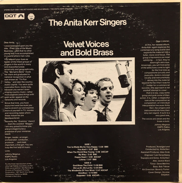 The Anita Kerr Singers : Velvet Voices And Bold Brass (LP, Album)